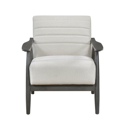 Homelegance Greeley Accent Chair in Pearl Velvet with Brick Gray Exposed Wood 1287PE-1