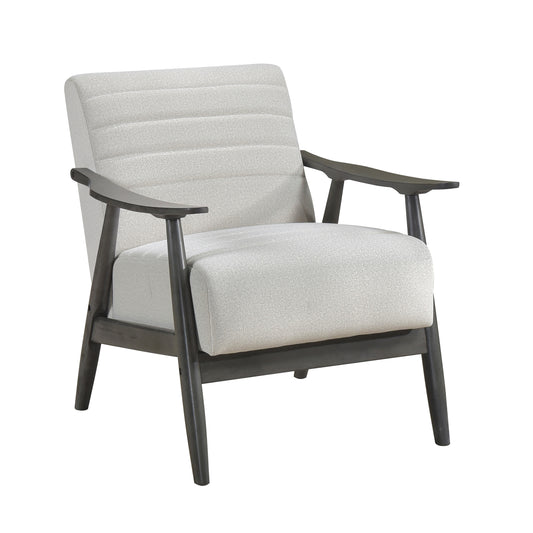 Homelegance Greeley Accent Chair in Pearl Velvet with Brick Gray Exposed Wood 1287PE-1