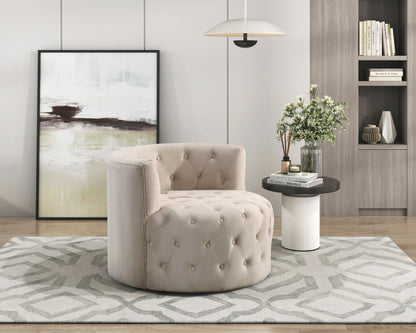 Homelegance Cheswold Swivel Chair in Beige Velvet with Button Tufting 1290BE-1