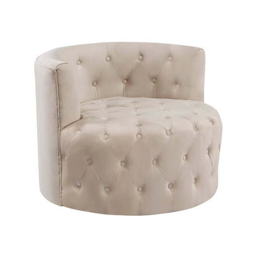 Homelegance Cheswold Swivel Chair in Beige Velvet with Button Tufting 1290BE-1