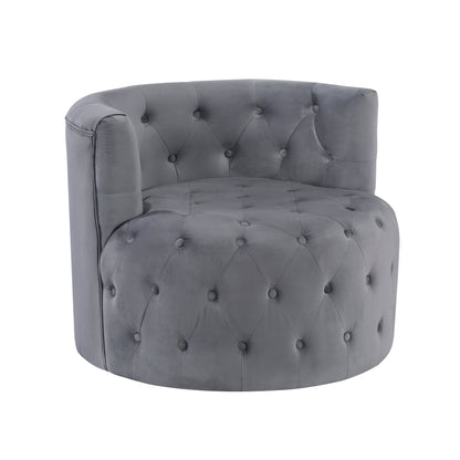 Homelegance Cheswold Swivel Chair in Gray Velvet with Button Tufting 1290GY-1