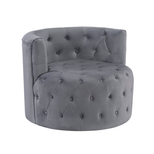 Homelegance Cheswold Swivel Chair in Gray Velvet with Button Tufting 1290GY-1