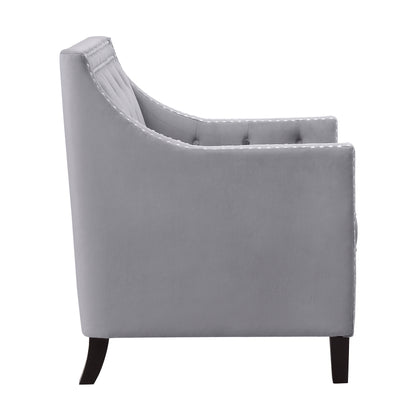 Homelegance Grazioso Accent Chair in Dark Gray Velvet with Button Tufting 1297GY-1NN