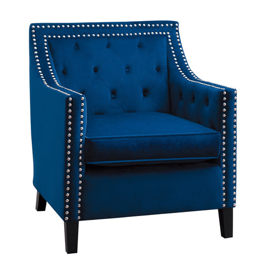 Homelegance Grazioso Accent Chair in Navy Velvet with Button Tufting 1297NV-1NN