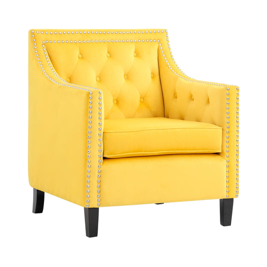 Homelegance Grazioso Accent Chair in Yellow Velvet with Button Tufting 1297YW-1NN
