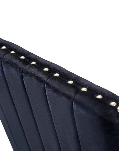 Modrest Keisha Modern Black Velvet and Gold Dining Chair Set of 2