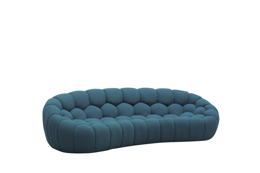 Divani Casa Yolonda Modern Curved Dark Teal Fabric Sofa