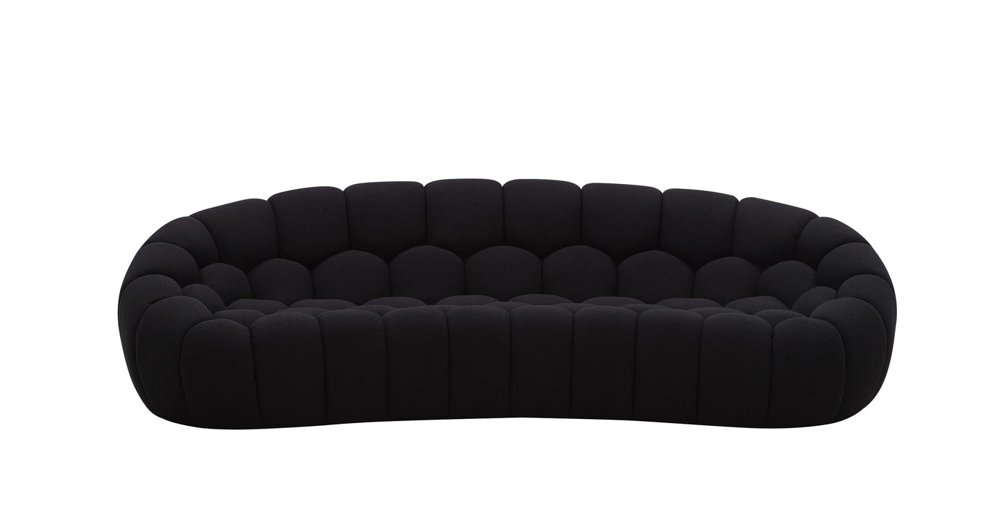 Divani Casa Yolonda Modern Curved Black Fabric Sofa Set