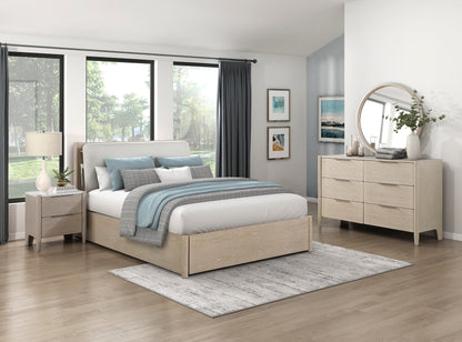 Homelegance Matteo Nightstand Light Oak Finish with Marble Top and Charging Ports 1313N-4