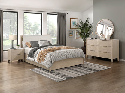 Homelegance Matteo Nightstand Light Oak Finish with Marble Top and Charging Ports 1313N-4