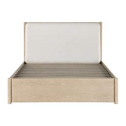 Homelegance Queen Bed Matteo Light Oak with Oyster Upholstery and Storage 1313N-1