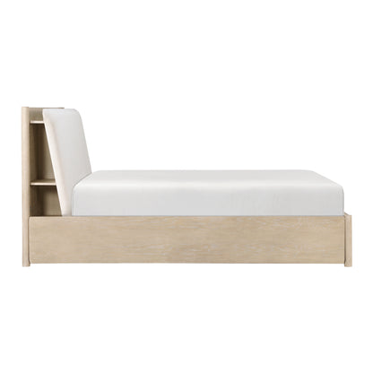 Homelegance Queen Bed Matteo Light Oak with Oyster Upholstery and Storage 1313N-1