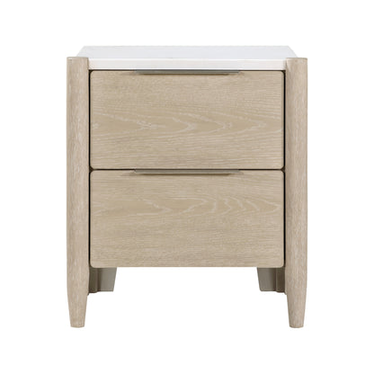 Homelegance Matteo Nightstand Light Oak Finish with Marble Top and Charging Ports 1313N-4