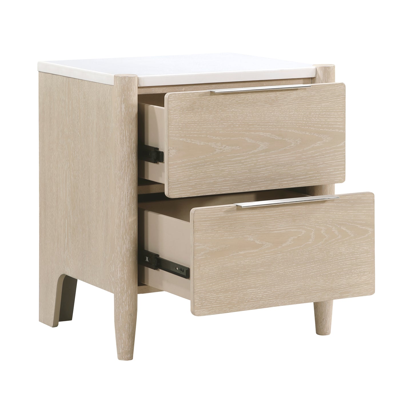 Homelegance Matteo Nightstand Light Oak Finish with Marble Top and Charging Ports 1313N-4