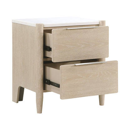 Homelegance Matteo Nightstand Light Oak Finish with Marble Top and Charging Ports 1313N-4