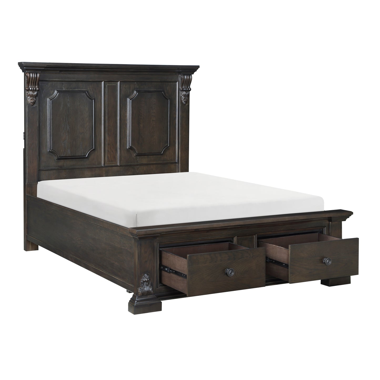 Homelegance Queen Bed Cornwall Espresso Finish with USB Ports and Storage 1325-1