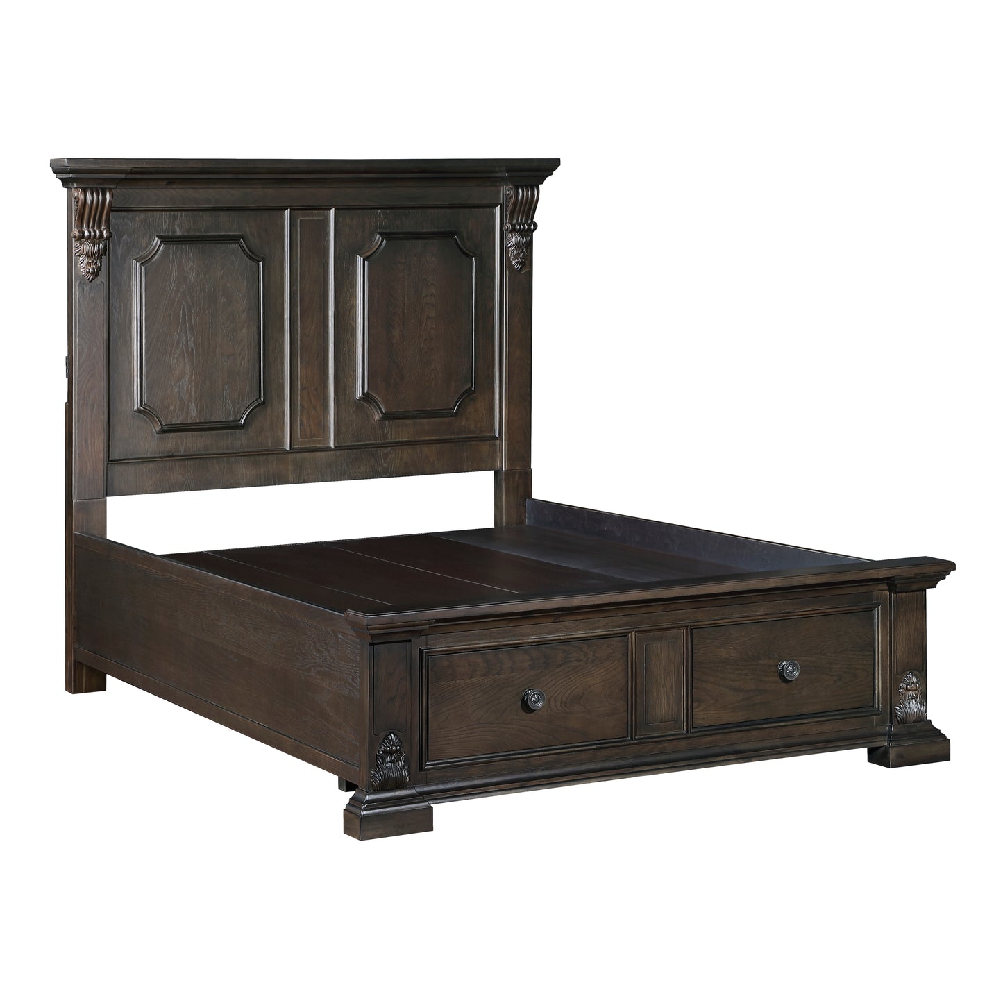Homelegance Queen Bed Cornwall Espresso Finish with USB Ports and Storage 1325-1