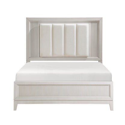 Homelegance Queen Bed Antique White Florence Ivory LED Headboard 1326-1