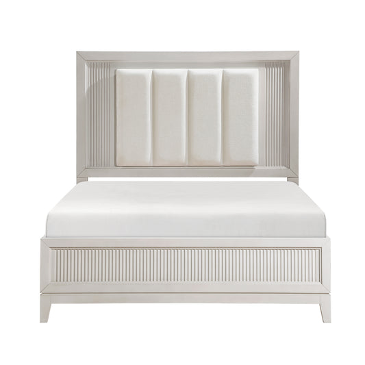 Homelegance Queen Bed Antique White Florence Ivory LED Headboard 1326-1