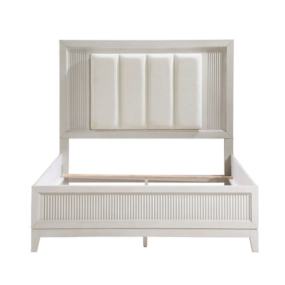 Homelegance Queen Bed Antique White Florence Ivory LED Headboard 1326-1