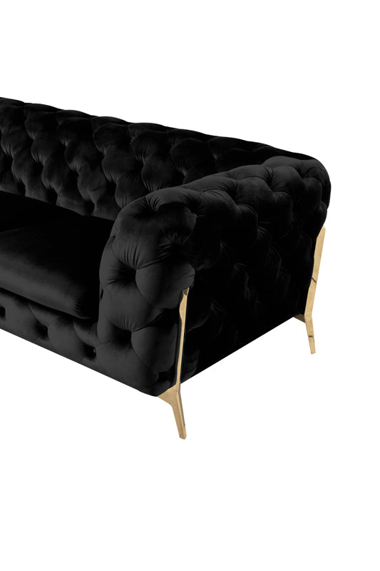 Divani Casa Sheila Modern Black Velvet Sofa Set