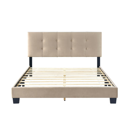 Homelegance Queen Bed Newberry Brown Velvet Upholstery Adjustable Headboard 1350BR-1