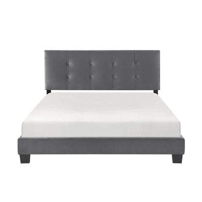 Homelegance Queen Bed Newberry Dark Gray Velvet Upholstery 1350DG-1