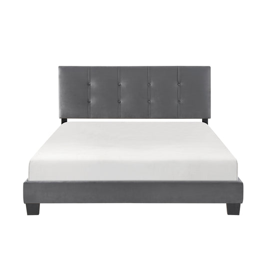 Homelegance Queen Bed Newberry Dark Gray Velvet Upholstery 1350DG-1