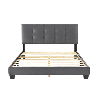Homelegance Queen Bed Newberry Dark Gray Velvet Upholstery 1350DG-1