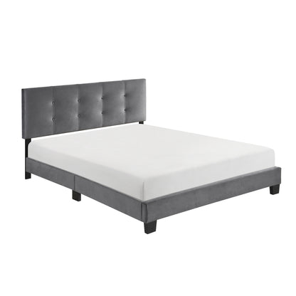 Homelegance Queen Bed Newberry Dark Gray Velvet Upholstery 1350DG-1