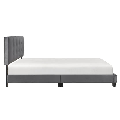 Homelegance Queen Bed Newberry Dark Gray Velvet Upholstery 1350DG-1