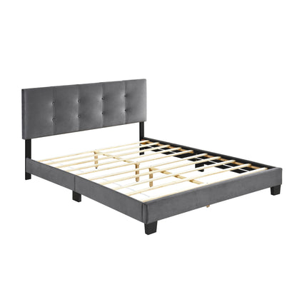 Homelegance Queen Bed Newberry Dark Gray Velvet Upholstery 1350DG-1