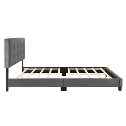 Homelegance Queen Bed Newberry Dark Gray Velvet Upholstery 1350DG-1