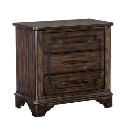 Homelegance Nightstand Boone Rustic Brown Finish with Dovetail Drawers 1406-4