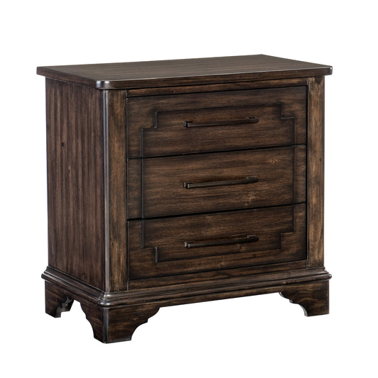 Homelegance Nightstand Boone Rustic Brown Finish with Dovetail Drawers 1406-4
