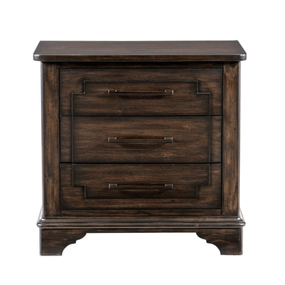 Homelegance Nightstand Boone Rustic Brown Finish with Dovetail Drawers 1406-4