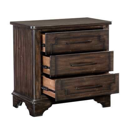 Homelegance Nightstand Boone Rustic Brown Finish with Dovetail Drawers 1406-4