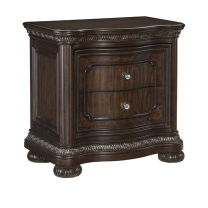 Homelegance Beddington Nightstand Dark Cherry Finish with USB and Power Port 1407-4