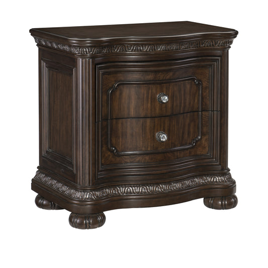 Homelegance Beddington Nightstand Dark Cherry Finish with USB and Power Port 1407-4