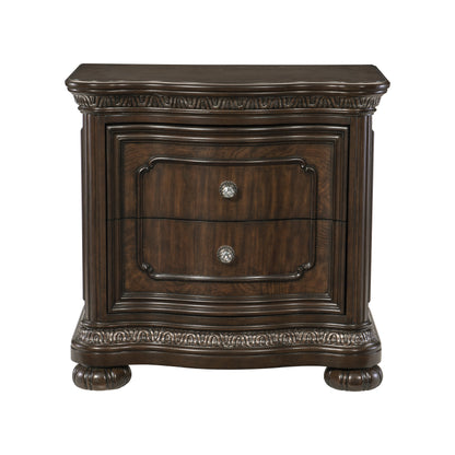 Homelegance Beddington Nightstand Dark Cherry Finish with USB and Power Port 1407-4