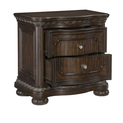 Homelegance Beddington Nightstand Dark Cherry Finish with USB and Power Port 1407-4