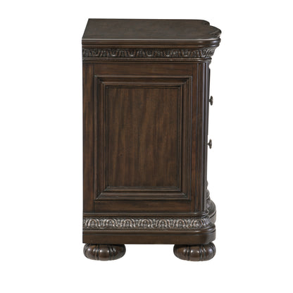 Homelegance Beddington Nightstand Dark Cherry Finish with USB and Power Port 1407-4