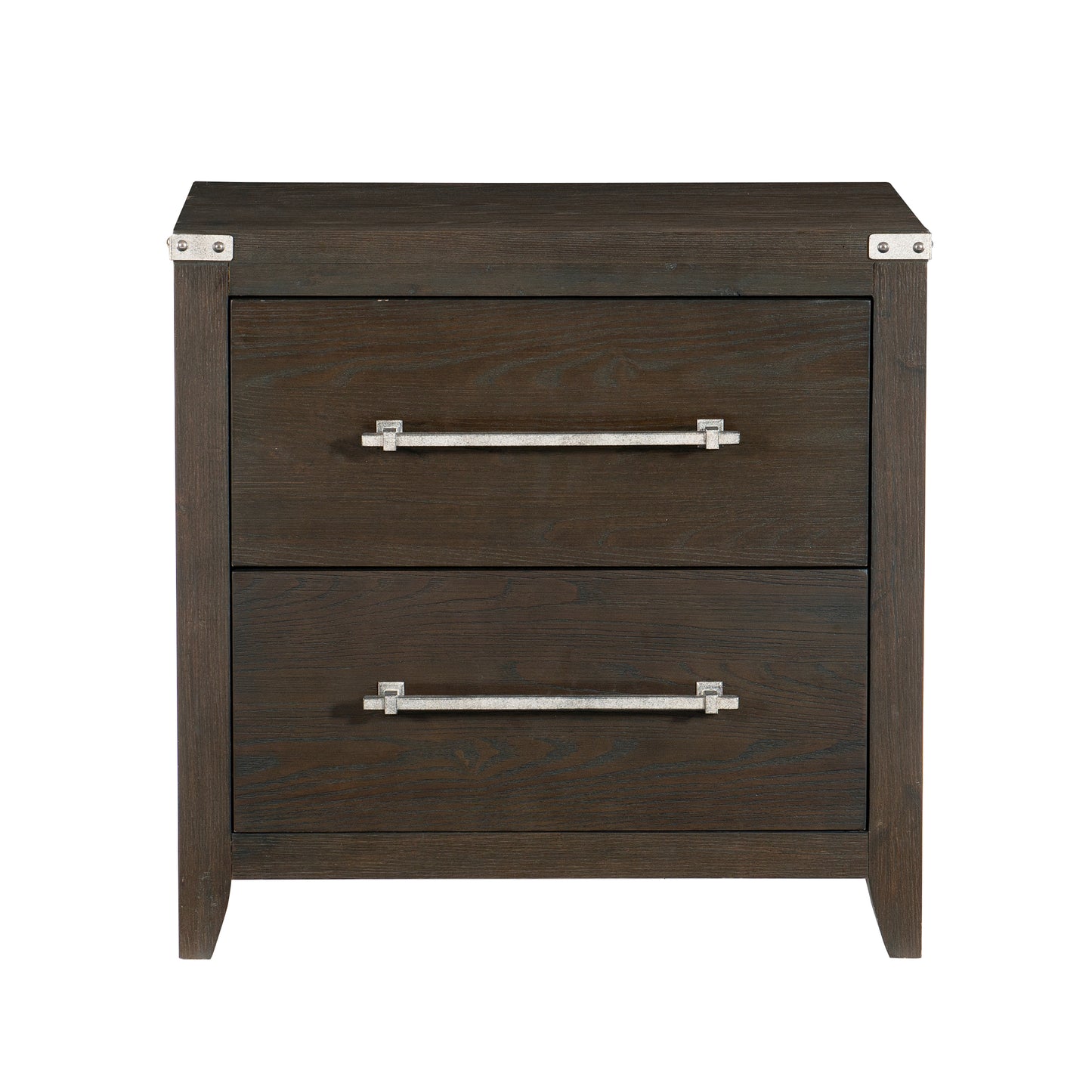 Homelegance Nightstand Bellamy Dark Brown Finish with Silver Pulls 1413-4