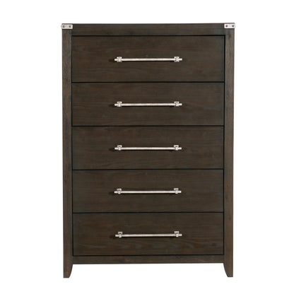 Homelegance Chest Bellamy Dark Brown Finish with Silver Hardware 1413-9