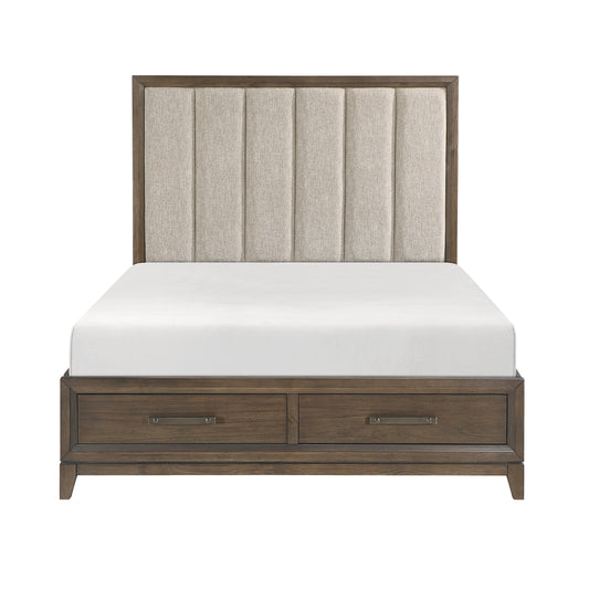 Homelegance Queen Bed in Cambridge Dark Walnut with Storage Drawers 1422N-1