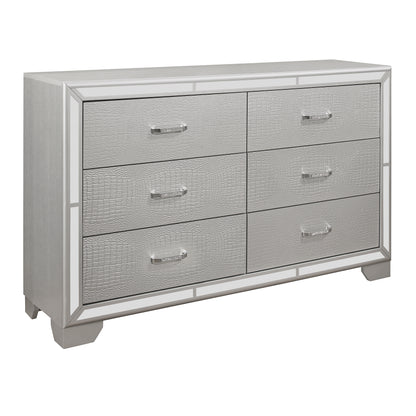 Homelegance Aveline Dresser Silver Finish with Alligator Embossed Veneer 1428SV-5
