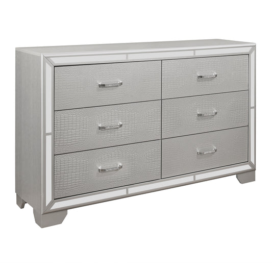 Homelegance Aveline Dresser Silver Finish with Alligator Embossed Veneer 1428SV-5