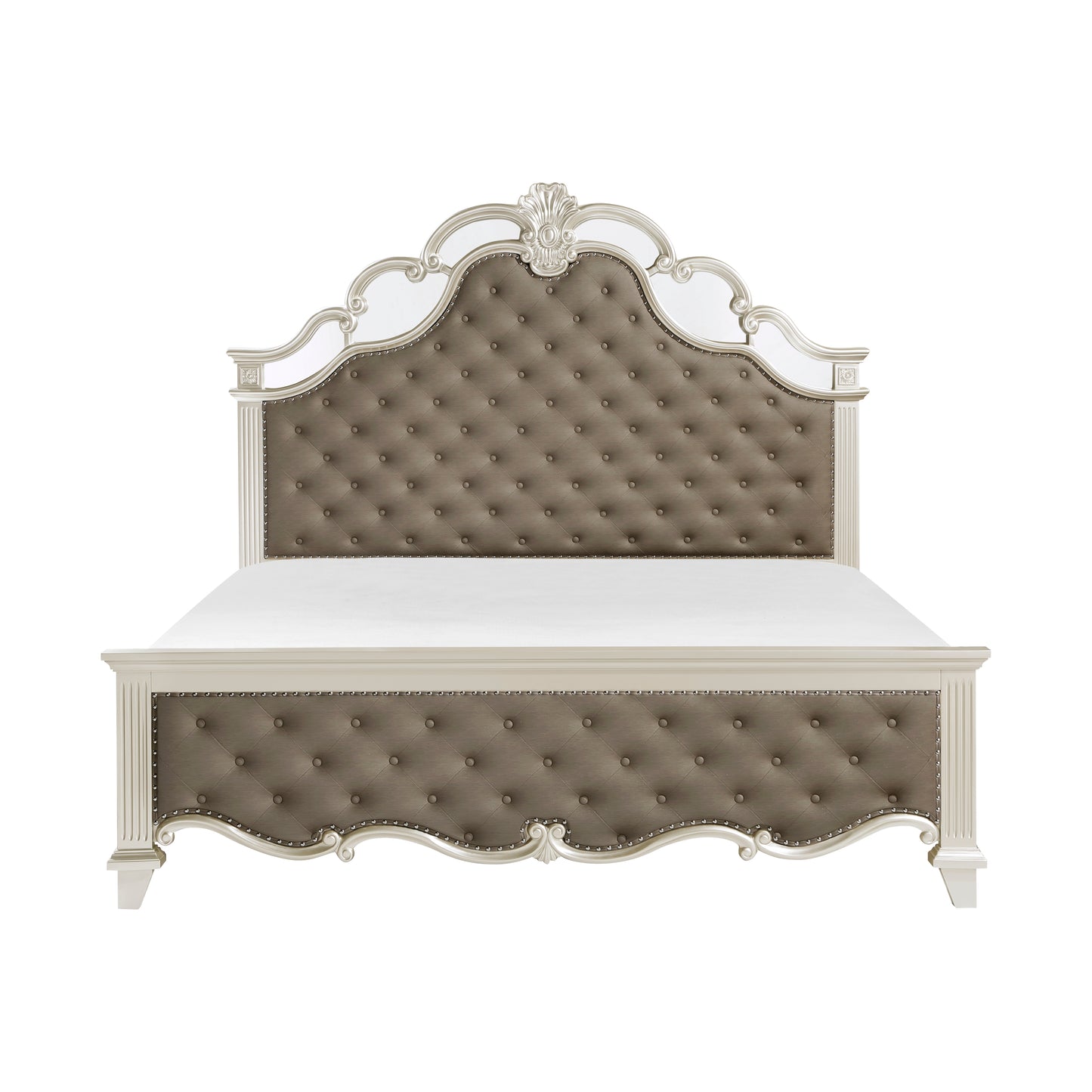 Homelegance Queen Bed Ever Champagne Finish with Tufted Faux Leather 1429-1