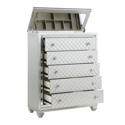 Homelegance Chest Leesa Silver Finish with Hidden Jewelry Compartment 1430-9