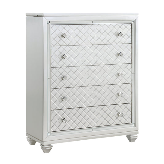 Homelegance Chest Leesa Silver Finish with Hidden Jewelry Compartment 1430-9